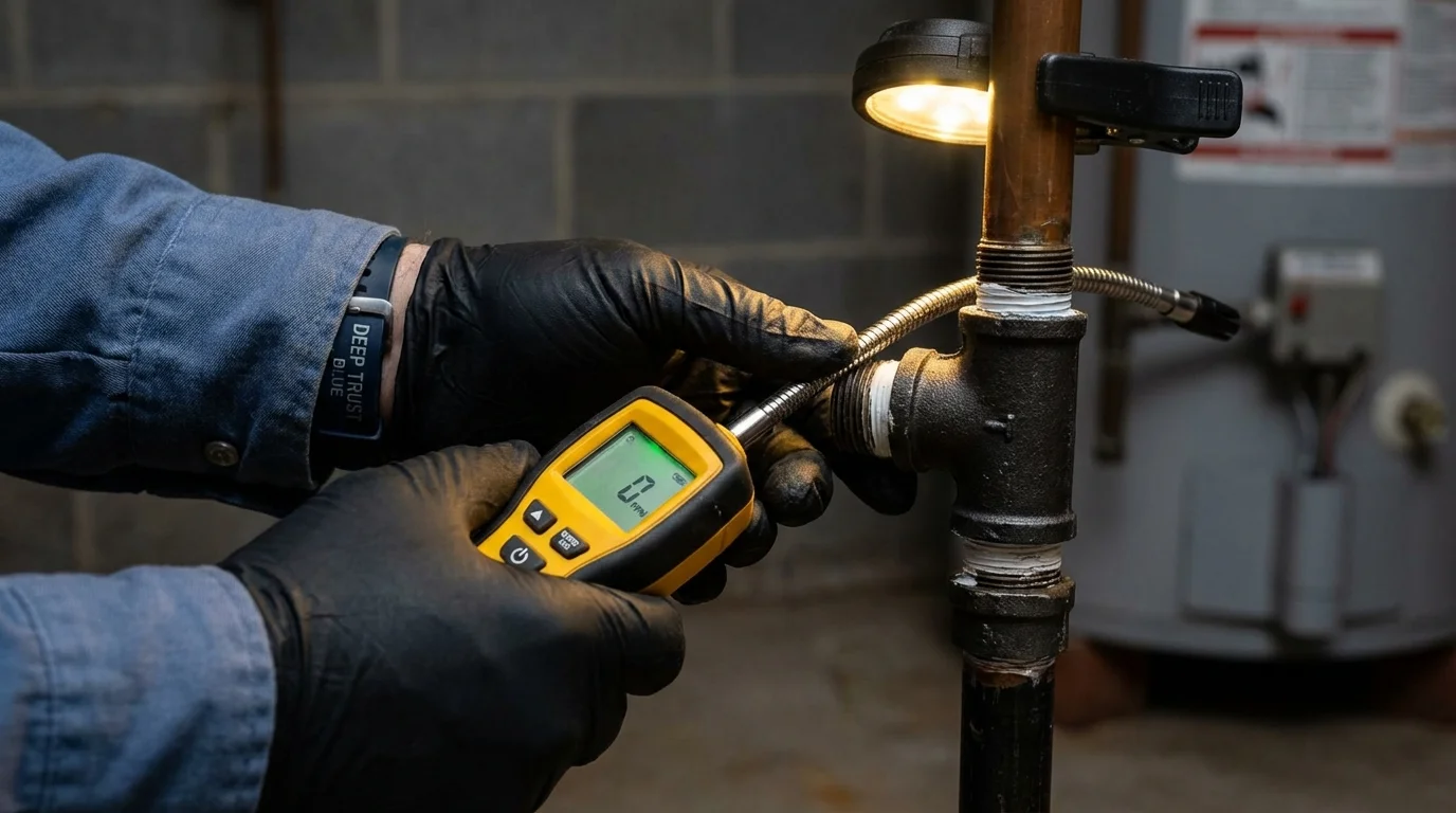 Gas leak detection with electronic sniffer by Johns Plumbing LLC in Giddings